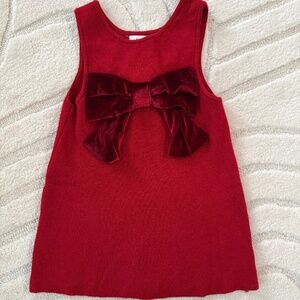 Festive Red Velvet Bow Dress
